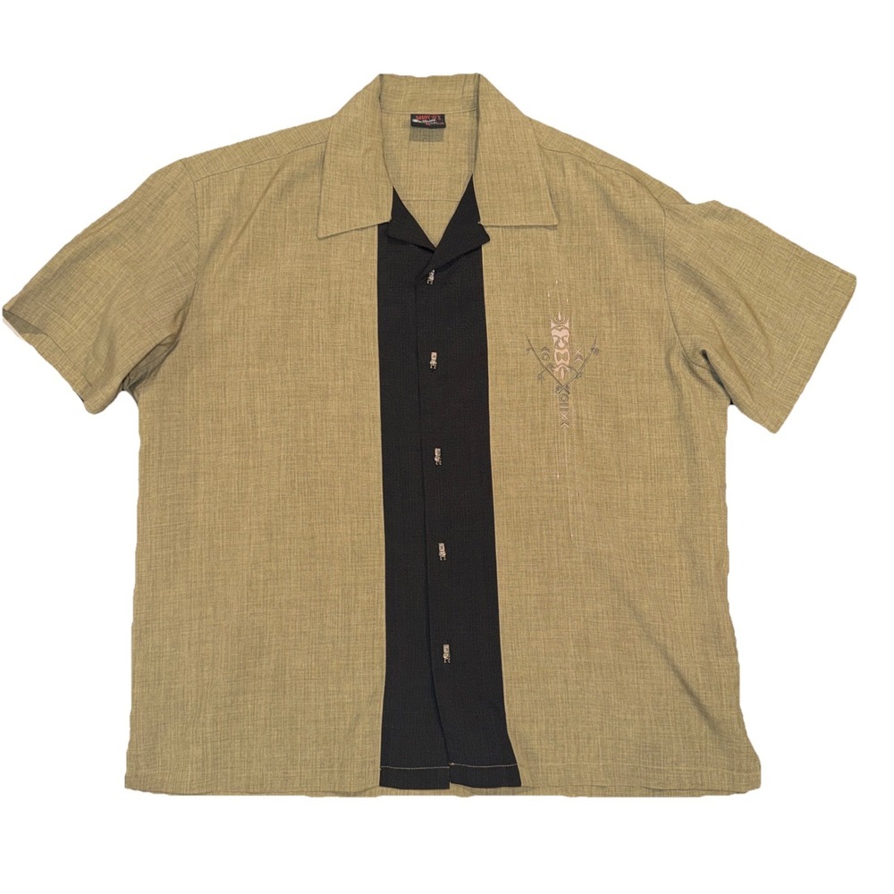 Daddy-O's Retro Button Up Tiki Luau Tribal‎ Shirt XL Embroidered S/S Made In USA